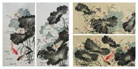 手绘国画荷花水墨客厅玄关，装饰无款字画，四尺花鸟写意作品r18