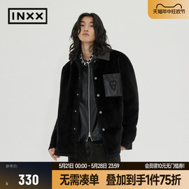 INXX APYD 潮牌PU皮拼接仿马毛衬衫式棉服男无性别翻领夹克