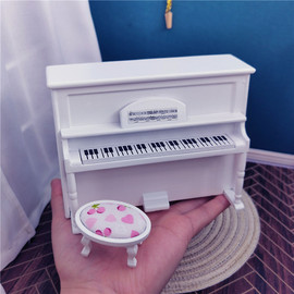 1:12ob11娃娃屋微缩家具，木制钢琴模型场景，配件迷你立式乐器摆件