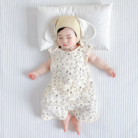宝宝睡袋春夏薄款纯棉纱布无袖，背心婴儿新生儿童，睡觉防踢被空调房
