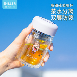 diller夏天便携网红儿童小巧玻璃水少女生可爱水瓶简约潮流高颜值