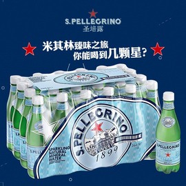 意大利进口圣培露含气，天然矿泉水气泡水整箱500ml*24瓶非苏打水