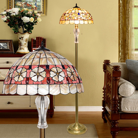蒂凡尼美式乡村客厅卧室，落地灯地中海欧式书房灯，复古贝壳装饰灯具