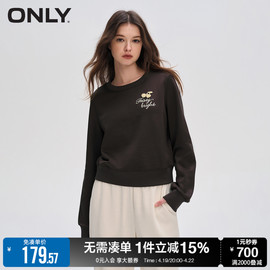 ONLY早春时尚百搭字母宽松短款圆领长袖卫衣女12349S033