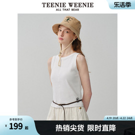 TeenieWeenie小熊2024春夏清爽无袖圆领背心吊带罗纹T恤衫女