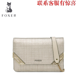 金狐狸(foxer牛皮女包潮迷你链条包小方(包小方)包单肩斜挎包160