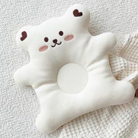 韩版刺绣小熊定型枕婴儿护颈枕夏季防偏头1-3个月纠正头型新生儿