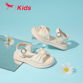 红蜻蜓女童鞋2024夏季蝴蝶结，公主凉鞋透气软底舒适沙滩，单鞋子(单鞋子)