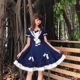 LOLITA洛丽塔洋装茵河的帆影茶会服夏日海军装学院风公主裙连衣裙