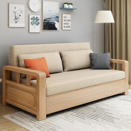 布艺沙发床坐卧两用实木可折叠伸缩小户型客厅多功能单双人经济型