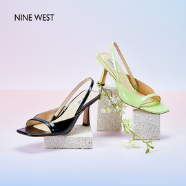 Nine West/玖熙午夜巴黎漆皮细跟凉鞋女2024年夏季露趾高跟鞋