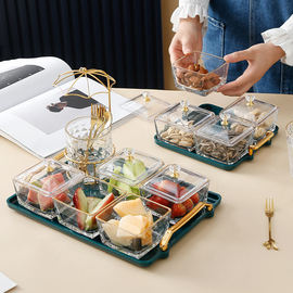 轻奢水果盘家用客厅茶几玻璃，北欧风创意，瓜子盘分格零食小吃碟