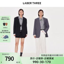 LABER THREE 2024春夏无领长款西装女外套时尚上衣流行高级感