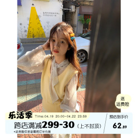 馨帮帮上衣2024春小众设计感衬衣系带叠穿打底内搭波点衬衫女