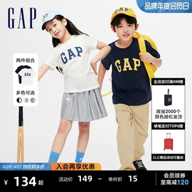 gap男童2024春夏logo纯棉，短袖t恤两件装儿童运动套装404362