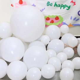 白色气球哑光加厚纯白5寸10寸12寸18 汽球链长条圆形尾巴装饰布置