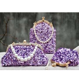 紫人鱼-手机包亮片(包亮片，)钉珠刺绣手拿包晚宴包礼服(包礼服)包口金包diy材料包