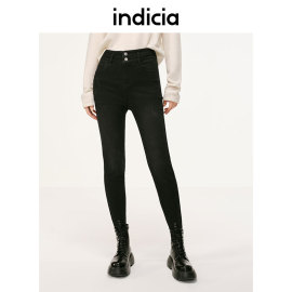 indicia 黑色紧身牛仔裤女小脚铅笔裤秋冬季时尚标记女装