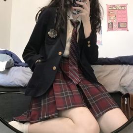 正版jk制服西服套装，日系学院风校供感全套，秋冬黑色学生外套女西装