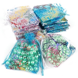 50pcs/lot 7x9cm 9x12cm 10x15cm Colorful Organza Bags Jewelry