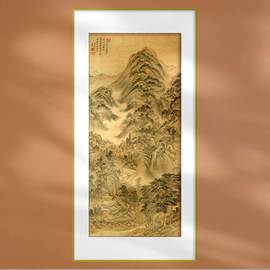 中国画南山积翠古典中式山水风景装饰画宣纸画芯定制挂轴客厅软装