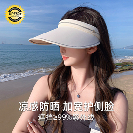 夏天帽子女款白色遮阳防晒帽2024时尚海边沙滩太阳帽防紫外线