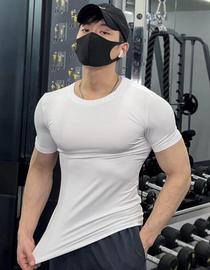 丝光棉t恤肌肉男紧身高弹力三分短袖凉薄透气冰氧棉健身衣速干衫