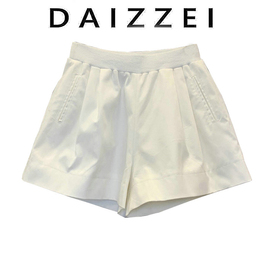 DAIZZEI~夏装新简约阔腿高腰气质时尚显瘦白色休闲裤热裤女短裤