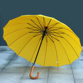 复古黄色抗风男女16骨长柄伞自动晴雨伞创意雨伞伞广告伞