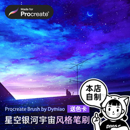 procreate笔刷色卡星空宇宙银河，太空天空自然ipad绘画丁一喵