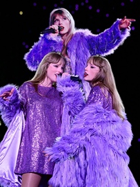 Taylor Swift皮草平替款定制 泰勒霉霉演唱会周边 紫色皮草大衣