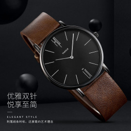 极简设计简约大方超薄手表男士气质，高级感男表防水石英表学生韩版