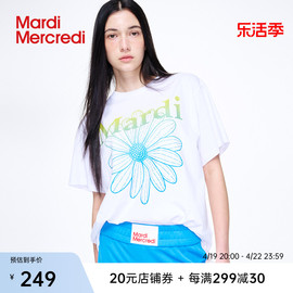 MardiMercredi小雏菊渐变字母印花短袖t恤宽松休闲百搭上衣韩系女