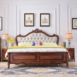 美式床实木床双人主卧婚床欧式实木床气压高箱储物床轻奢软靠床