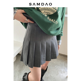 samdao高质感(高质感)百褶裙带，安全裤防走光a字裙高腰梨形显瘦小个子半裙