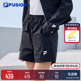 FILA FUSION斐乐潮牌运动短裤2024夏季休闲百搭梭织五分裤女