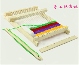 木制DIY手工织布机 儿童毛线编织机小制作幼儿园区角科学实验教具