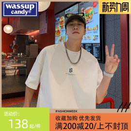 wassup candy美式短袖t恤男潮牌高街半袖cityboy夏季百搭宽松上衣