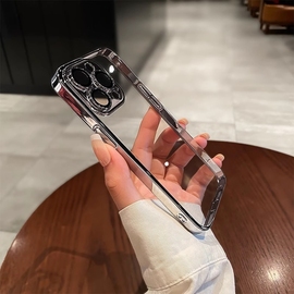 不发黄电镀硬壳适用苹果15手机壳透明iphone15promax13自带镜头膜14pro简约高级感max男女超薄保护套ip12