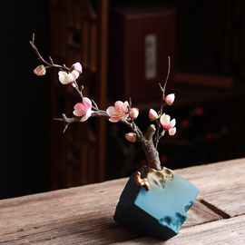 轻奢高档干花禅意陶瓷，花瓶客厅茶室桌面，插花梅花仿真花假花器皿摆