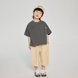男童短袖衬衫2024夏装儿童韩版纯色蝙蝠衫半袖中小童薄款衬衣