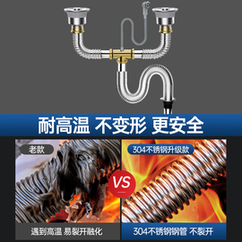 厨房不锈钢下水管洗菜盆配件双槽洗碗池水槽排水管防臭下水器套装