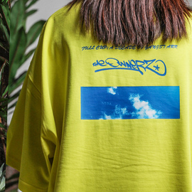 秦皇岛的天空剪影！美丽海边城市 王有病原创设计款短袖T恤柠檬黄