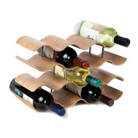 家用餐厅酒吧台桌面，实木酒架创意波浪形，简易木质葡萄酒红酒架摆件