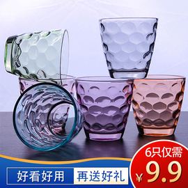 彩色耐热无铅透明玻璃杯家用套装雨点杯子茶杯，啤酒杯果汁酒杯水杯