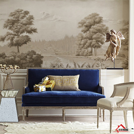 阿尔萨斯花园新古典北欧轻奢护墙板电视沙发卧室背景定制墙画壁画