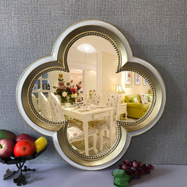欧式复古创意四叶草异形壁挂镜装饰镜浴室镜卫生间洗手盆梳妆镜子