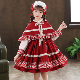 圣诞节小红帽儿童服装Lolita洛丽塔女童cos服演出洋装斗篷公主裙