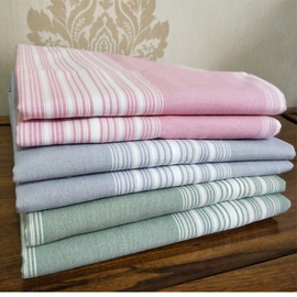 全棉柔软蓝色粉红色灰色绿色防静电粗布单件被单睡单褥单条纹炕单