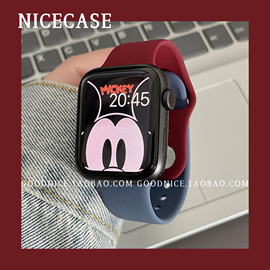 diy双色表带适用苹果手表iwatch87654321代se硅胶，ultra显白时尚潮